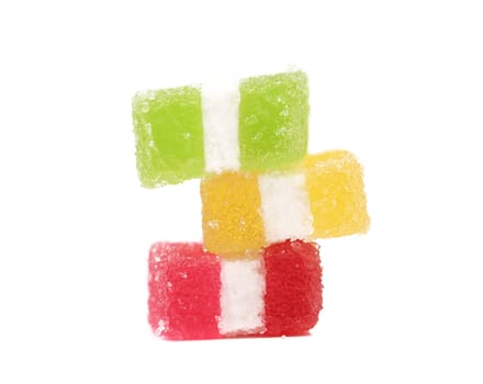 Classic fruit jelly. Close up. White background.