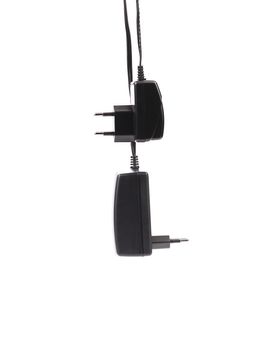 Electric power adapters. Close up. White background.