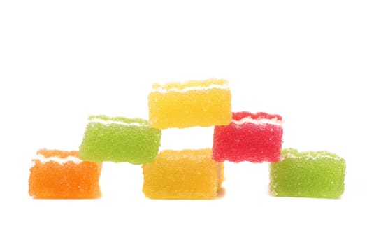 Classic fruit jelly. Close up. White background.