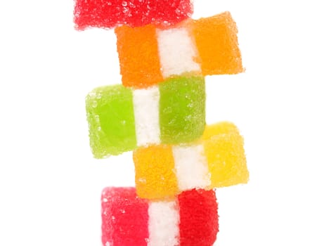Classic fruit jelly. Close up. White background.