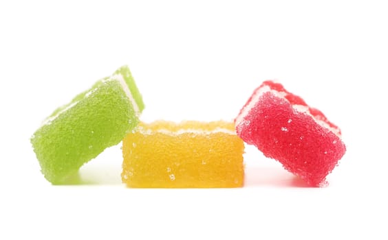 Classic fruit jelly. Close up. White background.