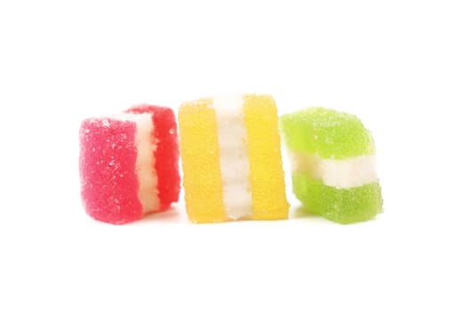 Classic fruit jelly. Close up. White background.