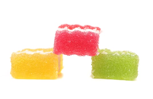 Classic fruit jelly. Close up. White background.