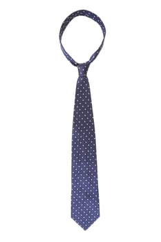 Blue tie with white speck. White background.