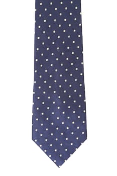Blue tie with white speck. White background.