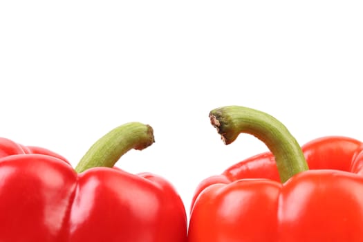 Top of red pepper isolated on a white background.
