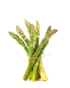Bunch of asparaguses isolated on a whiye background.