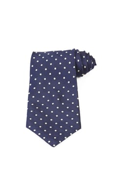 Blue tie with white speck. White background.