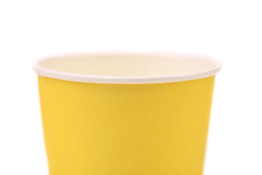 Top colorful paper coffee cup. White background.