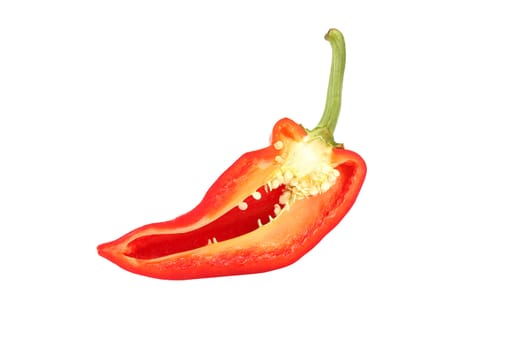 Slice of red pepper isolated on a white background