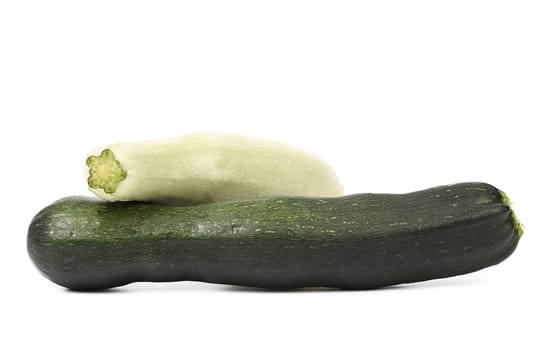 White and green vegetable marrow. White background.