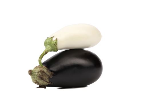 Black and white eggplants isolated on a white background.