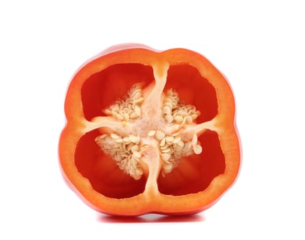 Red sweet cut pepper on a white background