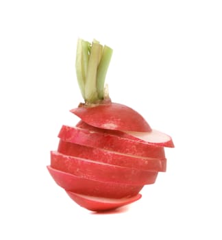 One radish slices. Isolated on a white background.