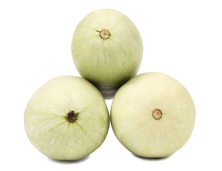 Tails of fresh vegetable marrow. Isolated on a white background.