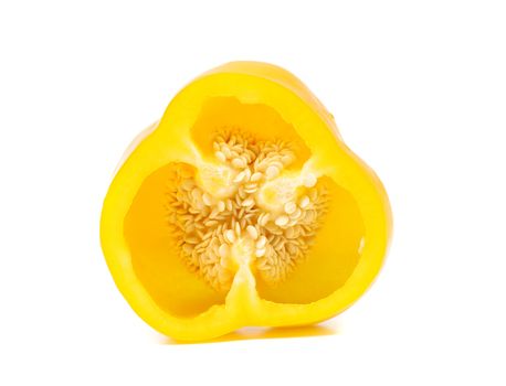 half of bell pepper on white background