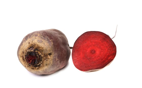 Beet and slice isolated on a white background.