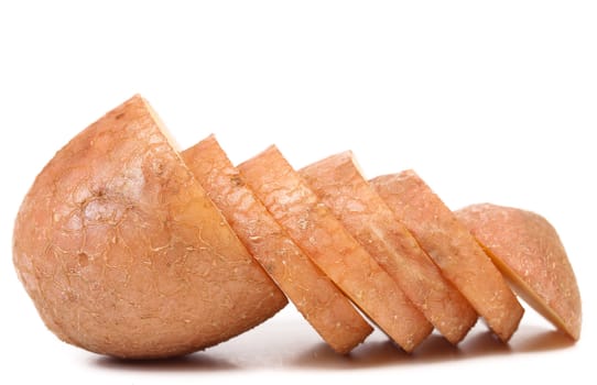 potato cut isolated on white background close up