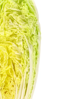 Chinese cabbage and white background 50/50. Frame.