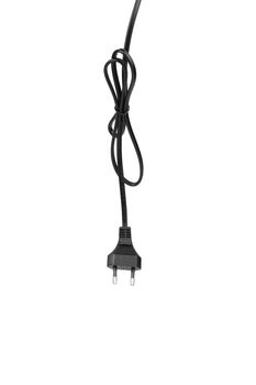 Black electric cable isolated on a white background