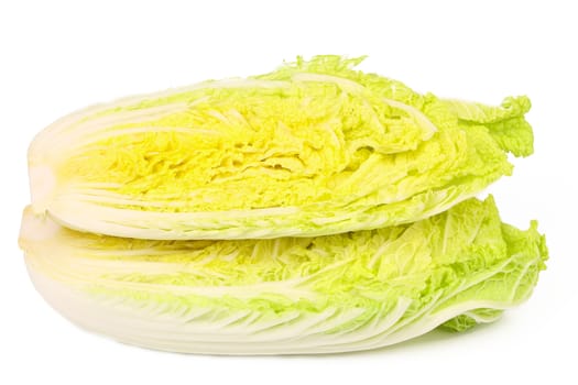Cross section of chinese cabbage on a white background