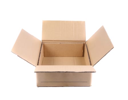 Top view of carton box isolated on white background