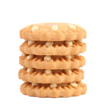 Stack of biscuits isolated on a white background.