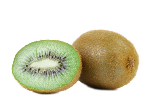 kiwi fruit and slice isolated on a white background