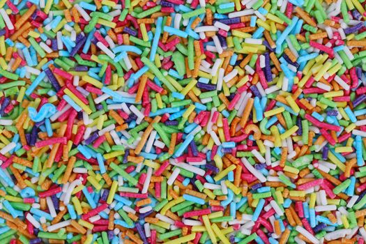 Sugar sprinkle dots, decoration for cake and bekery. Close up.