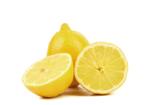 Lemons and splits isolated on a white background.