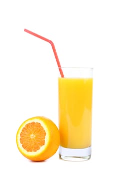 orange and juice isolated on a white background