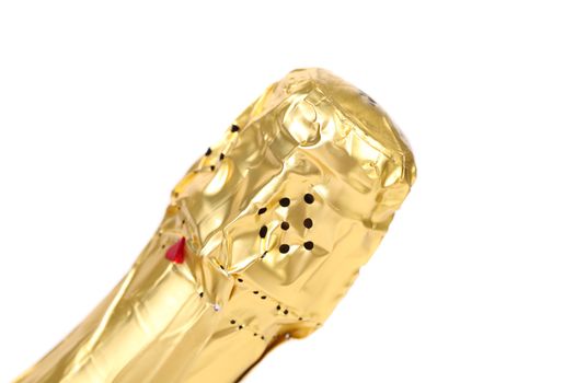 Bottleneck of champange isolated on a white background.