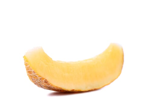 cantaloupe melon slice isolated on a white background