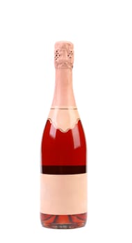 Bottle of pink champange isolated on a white background.