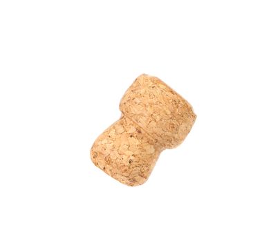 Flying cork from a champagne. White background.