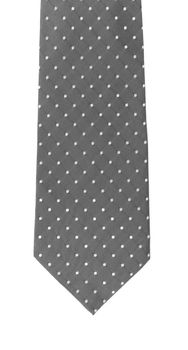 Specks necktie. Vertical. Close up. White background.