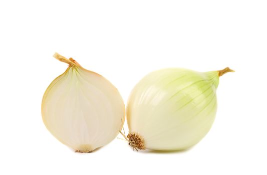 Onion and slice on a white background