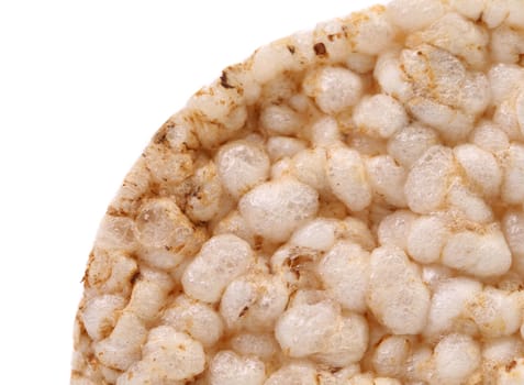 Quarter of single rice cake on the white background