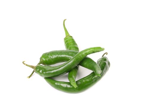 Green chilli pepper isolated on a white background