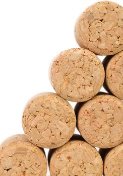 Background of new champage corks. White background.