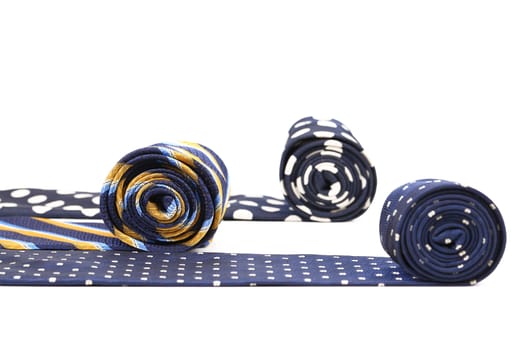 bright rolled ties isolated on a white background