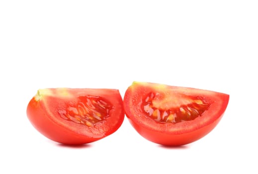 Segments of tomato isolated on a white background