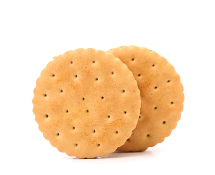 Closeup cookie biscuits with filling on white background