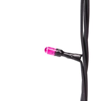 Pink lamp of festive garland. White background.