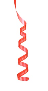 Red Curl Party Streamers Hanging Down isolated on white background