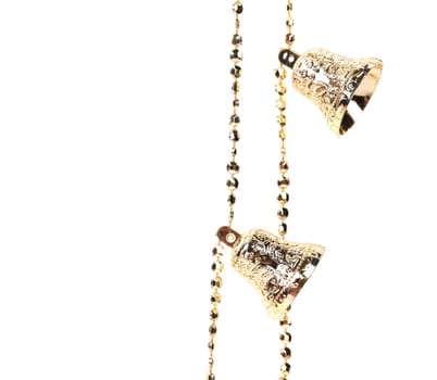 Christmas golden bells isolated on a white background