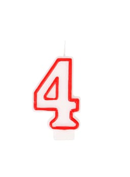 Candle in the form of four figures. White background.