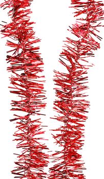 Tinsel. Christmas decoration on a white background.