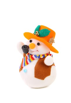Cheerful Christmas snow man isolated on white background