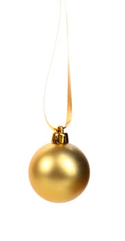 golden dull christmas ball on a white background